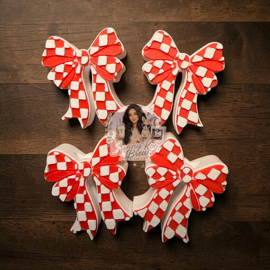 Wholesale Checkered Bow Straw Toppers